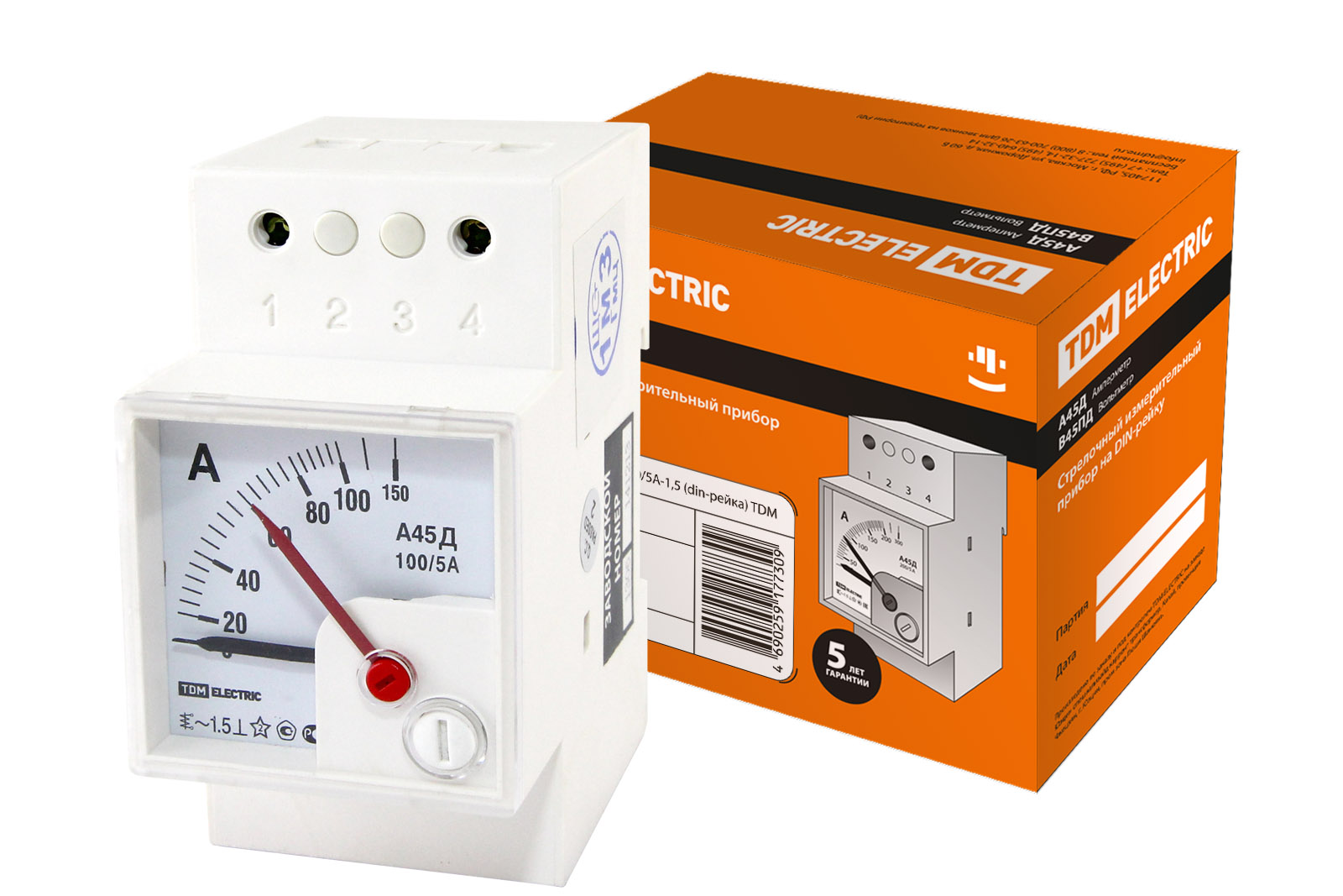 Амперметр А45Д 100/5А-1,5 (din-рейка) TDM