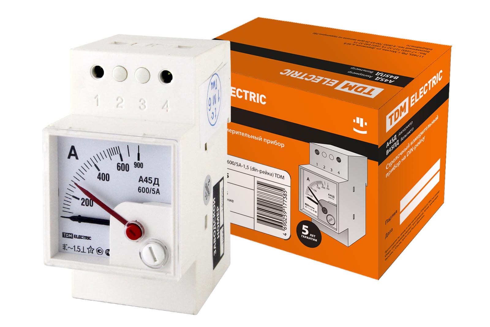 Амперметр А45Д 600/5А-1,5 (din-рейка) TDM