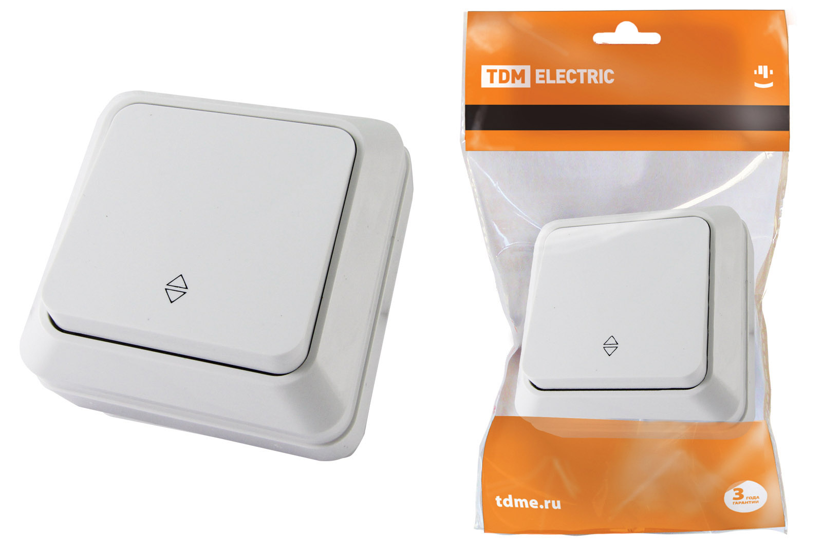 Переключатель на 2 направления 1-кл. открытой установки IP20 10А, белый