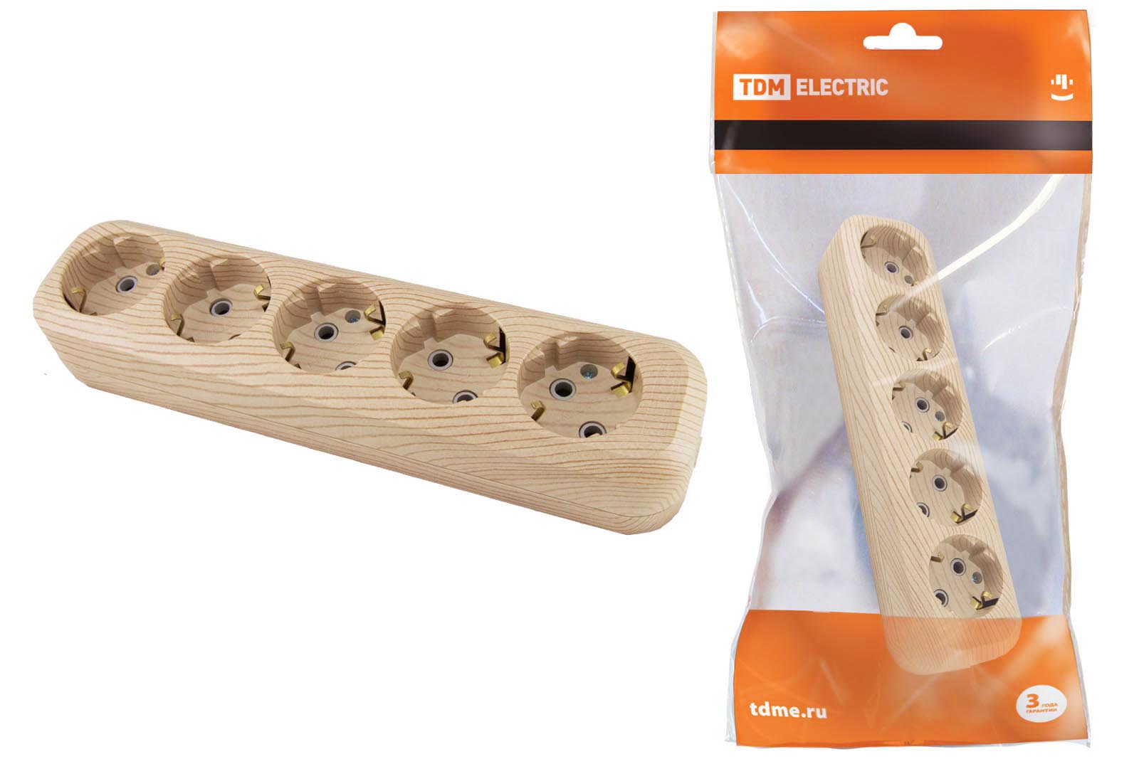 Колодка розеточная 5 гнезд 2П+3 16А 250В