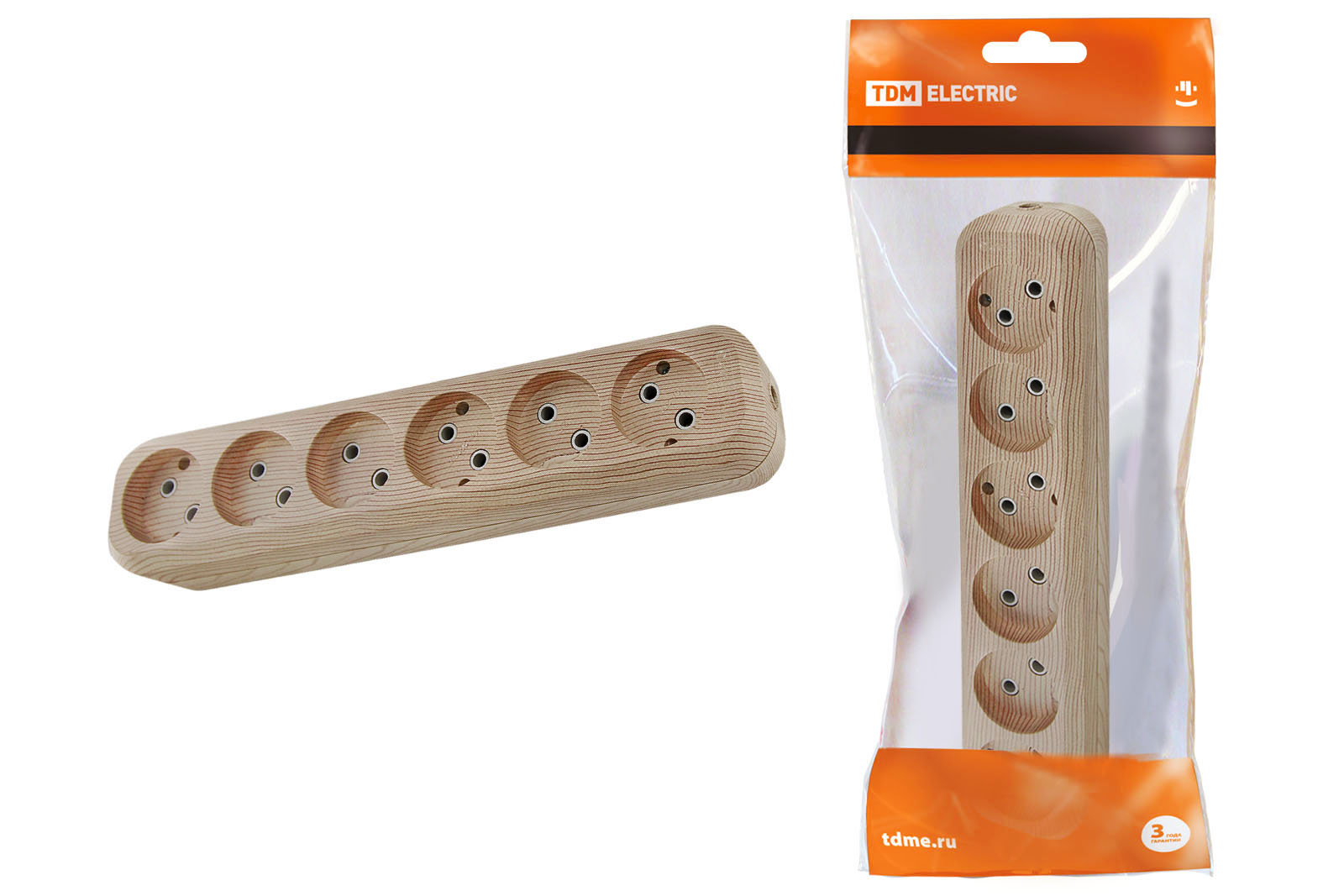 Колодка розеточная 6 гнезд 2П б/з 10А 250В