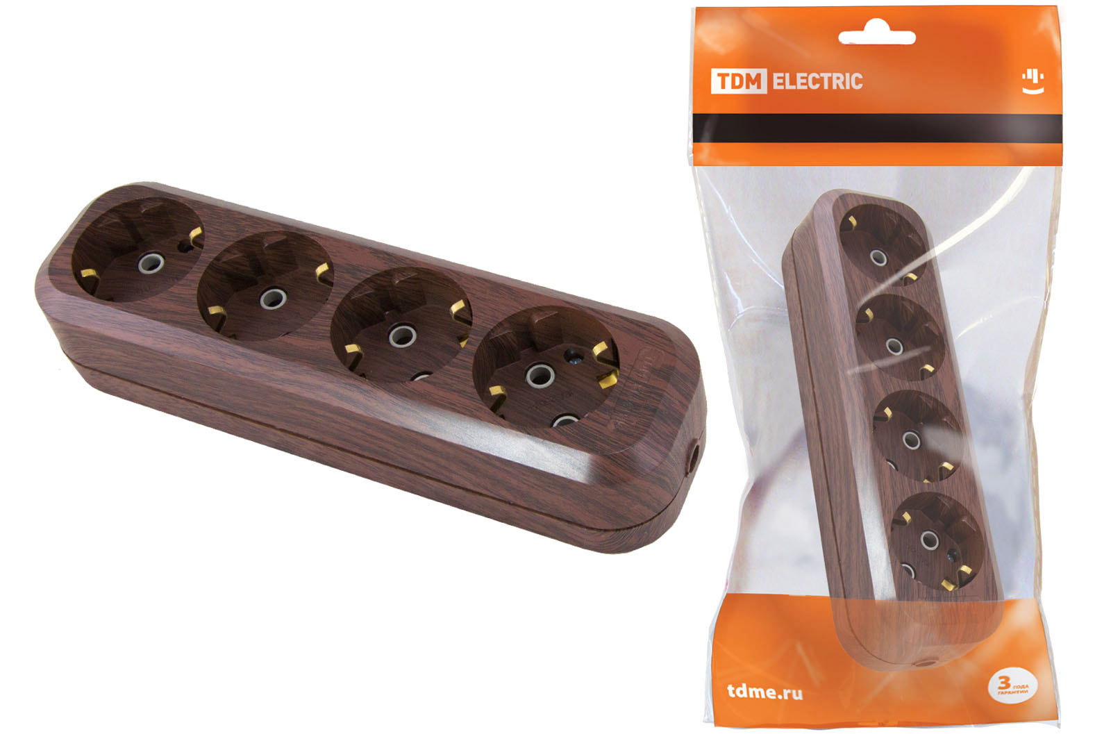 Колодка розеточная 4 гнезда 2П+3 16А 250В