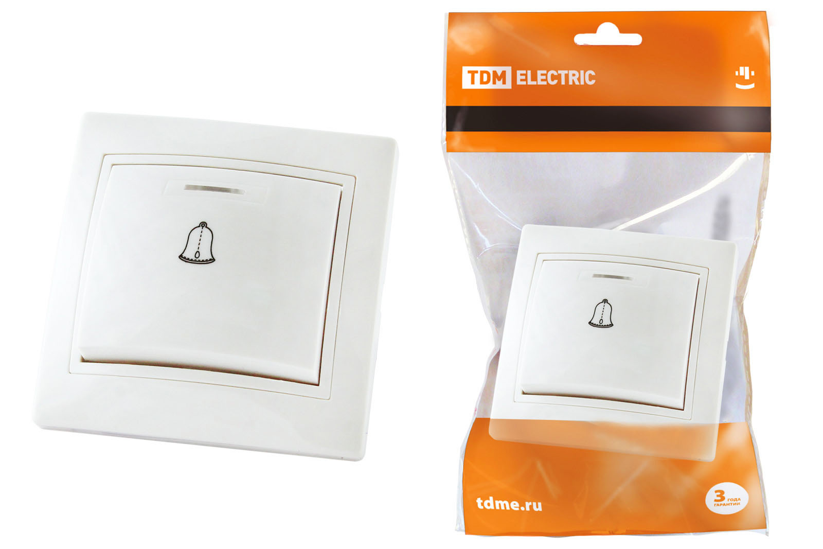 Кнопка звонковая с подсветкой 6А белая