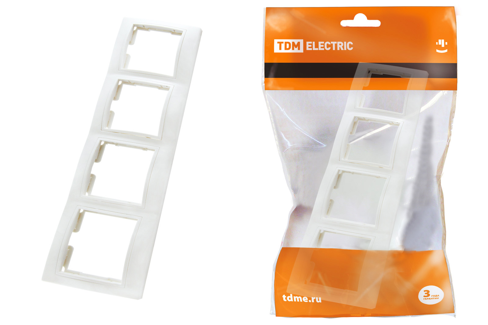 Рамка 4-х постовая горизонтальная белая