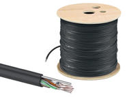 Кабель витая пара U/UTP Cat 5e 4х2х24AWG (305м) solid, PE для наружн. прокл., чёрный, трос 1,2мм TDM