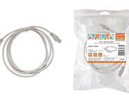 Патч-корд народный U/UTP Cat 5e 4PR 24AWG PVC, литой 1,5 м, серый