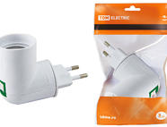 Переходник вилка-Е27 с выключателем, белый, TDM