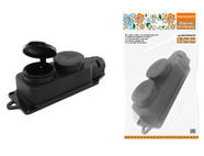 Розетка двухместная с заглушками каучук 2Р+РЕ 16А 250В IP44 серии 