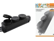 Розетка трехместная с заглушками каучук 2Р+РЕ 16А 250В IP44 серии 