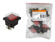 Клавишный переключатель YL-208-01 черный корпус красная клавиша (влагозащищенный) 2 положения 2з TDM