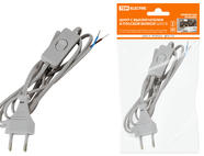 Шнур с выключателем и плоской вилкой ШУ01В ШВВП 2х0,75мм2 2м. серебр. металлик TDM