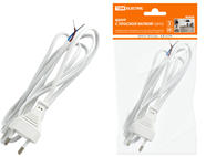 Шнур с плоской вилкой ШУ02 ШВВП 2х0,75мм2 1,7 м. белый TDM