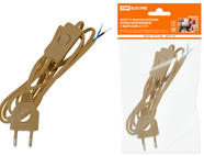 Шнур с выключателем и плоской вилкой с вырезом ШУ03В ШВВП 2х0,75мм2 2 м. бронза TDM