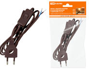 Шнур с выключателем и плоской вилкой с вырезом ШУ03В ШВВП 2х0,75мм2 2 м. коричневый 