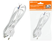 Шнур с плоской вилкой с вырезом ШУ04 ШВВП 2х0,75мм2 1,7 м. белый TDM