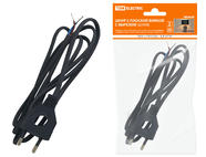 Шнур с плоской вилкой с вырезом ШУ04 ШВВП 2х0,75мм2 1,7 м. черный TDM