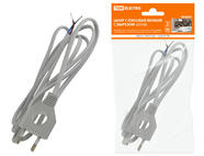 Шнур с плоской вилкой с вырезом ШУ04 ШВВП 2х0,75мм2 1,7 м. серебр. металлик TDM