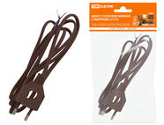 Шнур с плоской вилкой с вырезом ШУ04 ШВВП 2х0,75мм2 1,7 м. коричневый 