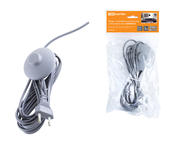 Шнур с ножным выключателем и плоской вилкой ШУН01В ШВВП 2х0,75мм2 3,5м. серебр. металлик TDM