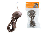 Шнур с ножным выключателем и плоской вилкой ШУН01В ШВВП 2х0,75мм2 3,5м. коричневый 