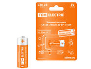 Элемент питания CR123 Lithium 3V BP-1 TDM