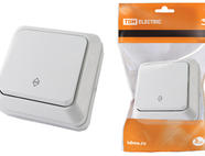 Переключатель на 2 направления 1-кл. открытой установки IP20 10А, белый 
