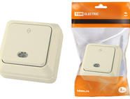 Переключатель на 2 направления 1-кл открытой установки с подсветкой IP20 10А, сл. кость 