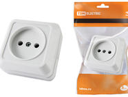 Розетка 2П открытой установки IP20 10А, белая 