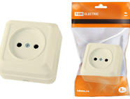 Розетка 2П открытой установки IP20 10А, сл. кость 