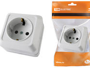 Розетка 2П+З открытой установки IP20 16А, белая 