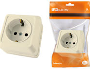 Розетка 2П+З открытой установки IP20 16А, сл. кость 