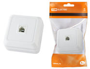 Розетка TФ (RJ-11) открытой установки IP20, белая 