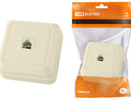 Розетка TФ (RJ-11) открытой установки IP20, сл. кость 