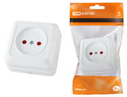 Розетка 2П открытой установки с з/ш IP20 10А, белый 