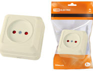 Розетка 2П открытой установки с з/ш IP20 10А, слоновая кость 