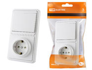 Блок комбинированный БКВР 1-но кл. выкл + розетка 2П+З с з/ш TDM