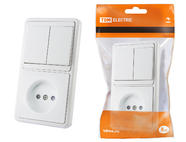 Блок комбинированный БКВР 2-х кл. выкл + розетка 2П с з/ш TDM