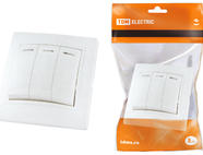 Выключатель 3 кл. с подсветкой 10А белый 