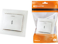Выключатель на 2 направления 1 кл. с подсветкой 10А белый 