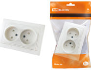 Розетка двойная 2П с защ. шт. 10А 250В белая 