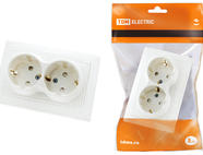 Розетка двойная 2П+З с защ. шт. 16А 250В белая 