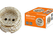 Розетка фарфоровая 2П 10А 250В мраморная «Болонь» TDM