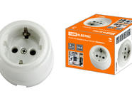 Розетка фарфоровая 2П+З 16А 250В белая «Болонь» TDM