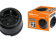 Розетка фарфоровая 2П+З 16А 250В черная «Болонь» TDM